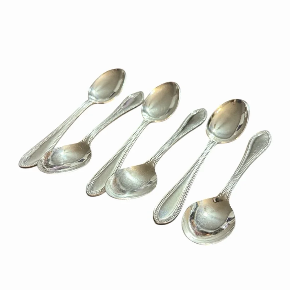 Bead Design EPNS A1 SHEFFIELD ENGLAND Silver Service Table Spoons Lot of‎ (6)